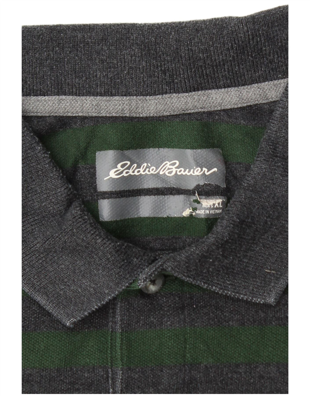 EDDIE BAUER Camisa polo masculina XL algodão listrado verde