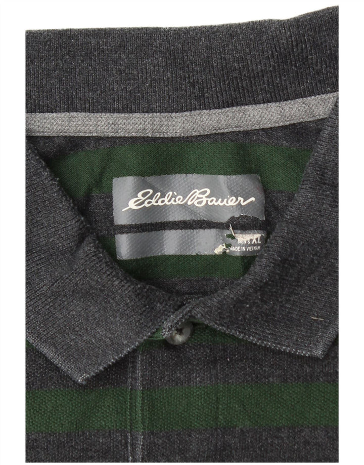 EDDIE BAUER Camisa polo masculina XL algodão listrado verde