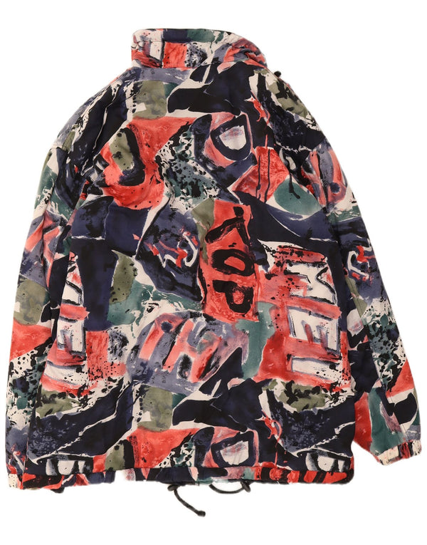 Jaqueta corta-vento masculina vintage com padrão abstrato UK 42 XL multicolorida