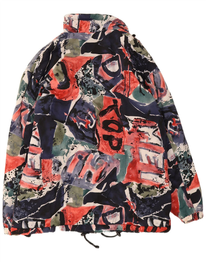 Jaqueta corta-vento masculina vintage com padrão abstrato UK 42 XL multicolorida