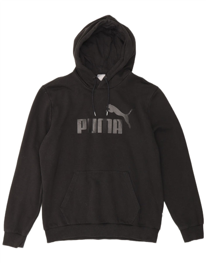 PUMA Mens Graphic Hoodie Jumper Grande Algodão Preto