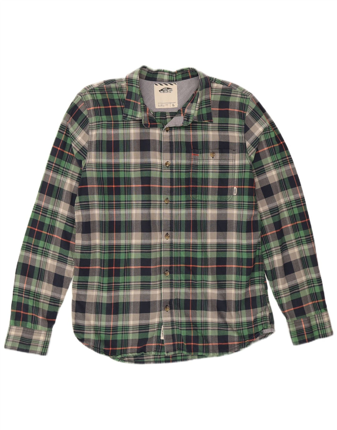 Camisa masculina de flanela Vans grande algodão xadrez verde