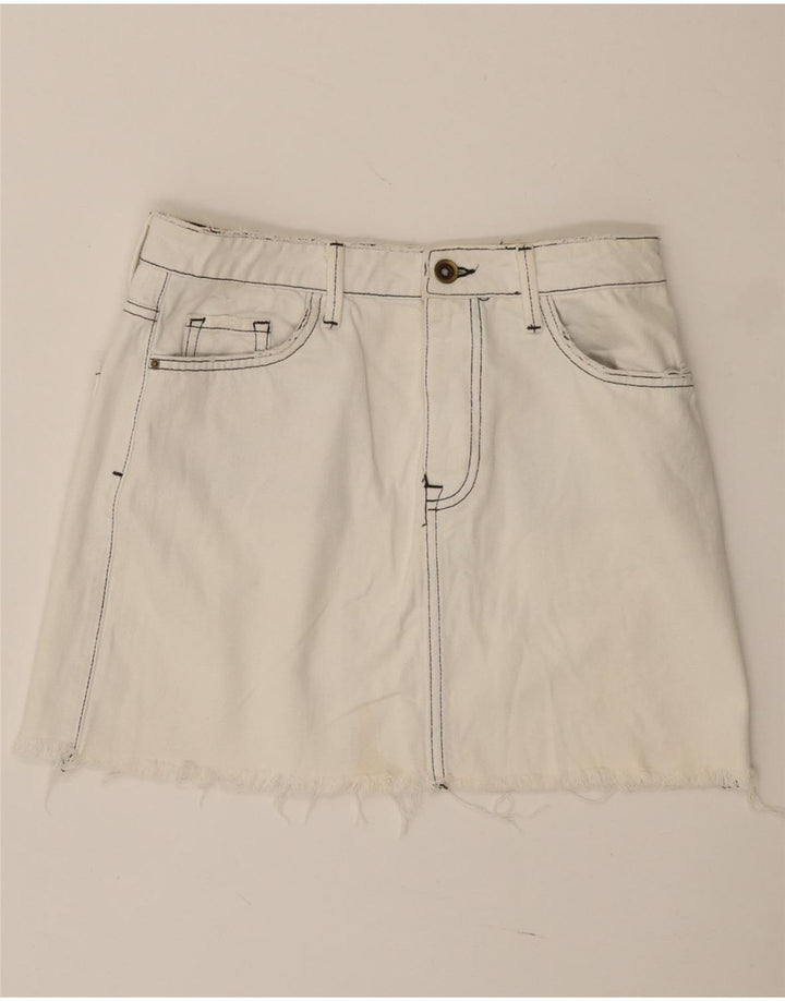 Mini saia jeans feminina Zara pequena W27 branca