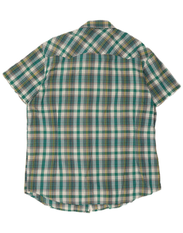 Lee Mens Rider Camisa de manga curta 2XL algodão xadrez verde