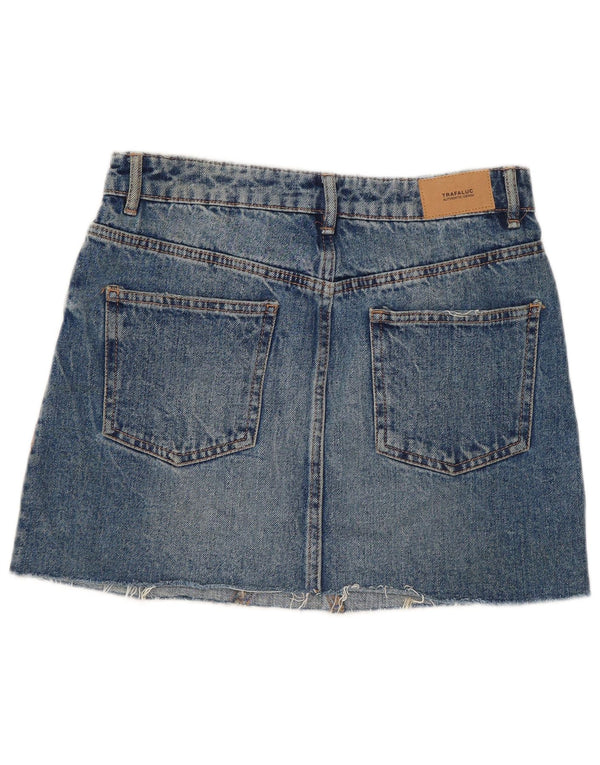 Mini saia jeans feminina ZARA pequena W26 algodão azul