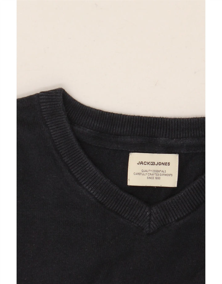 Suéter masculino JACK & JONES com decote em V médio azul marinho