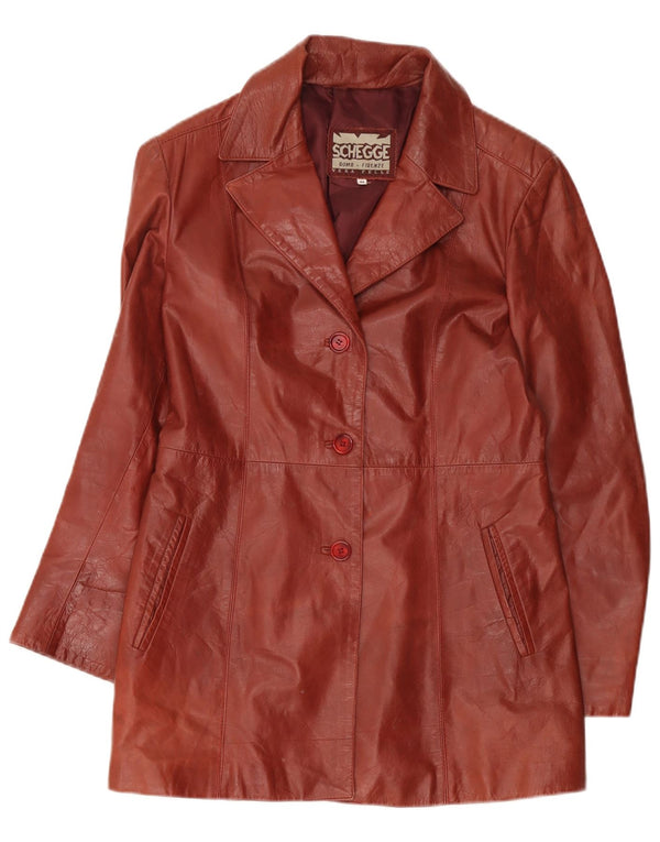Jaqueta blazer feminina de couro com 3 botões Schegge IT 44 couro marrom médio