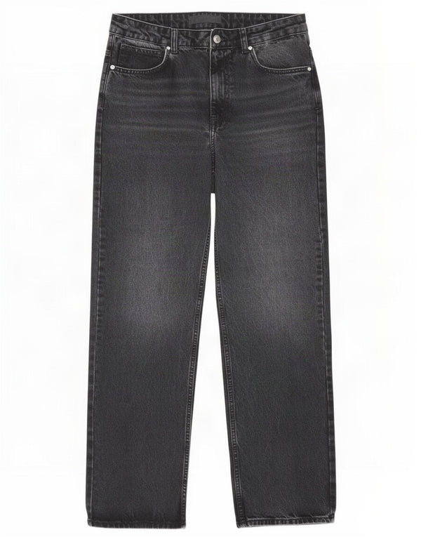 Calça jeans reta feminina Zara EU 40 médio W30 L31 algodão preto
