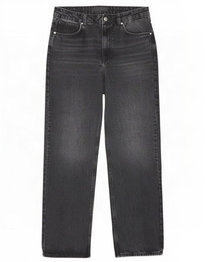 Calça jeans reta feminina Zara EU 40 médio W30 L31 algodão preto
