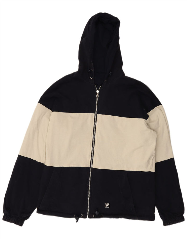 Jaqueta masculina reversível com capuz FILA IT 50 grande bloco colorido azul marinho