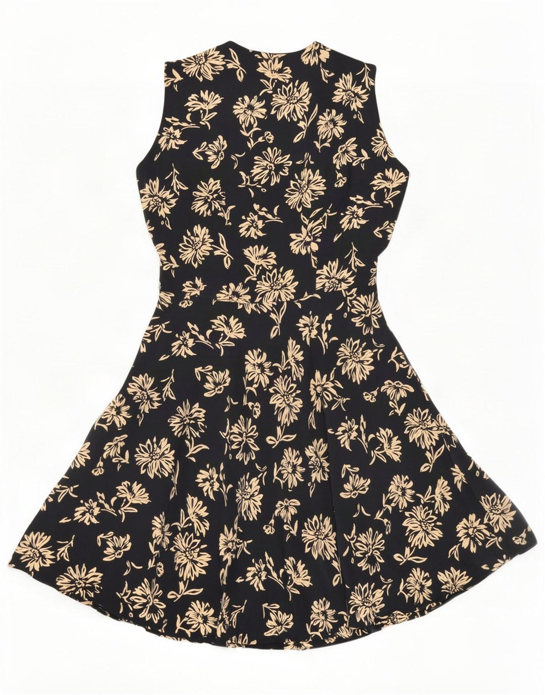 Vestido feminino Gianfrediani sem mangas evasê IT 42 médio preto floral seda