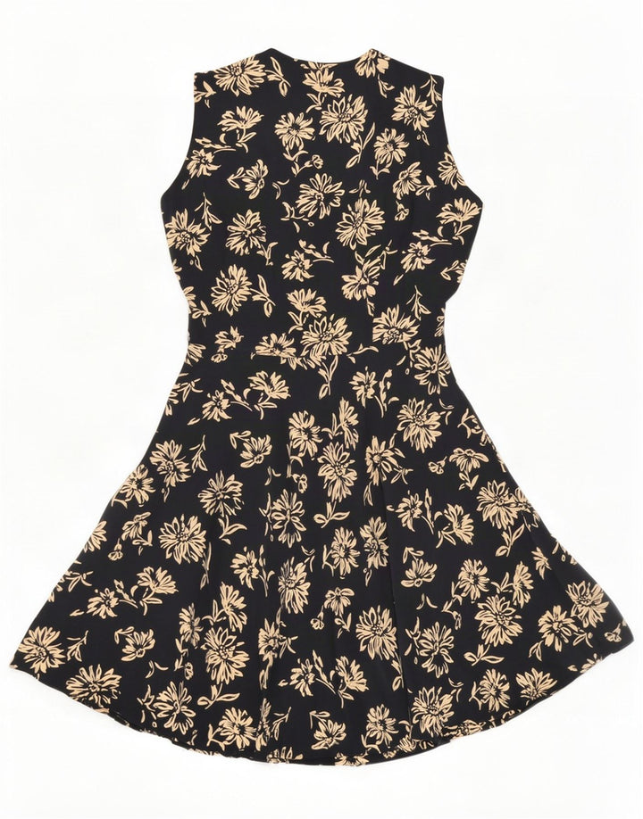 Vestido feminino Gianfrediani sem mangas evasê IT 42 médio preto floral seda