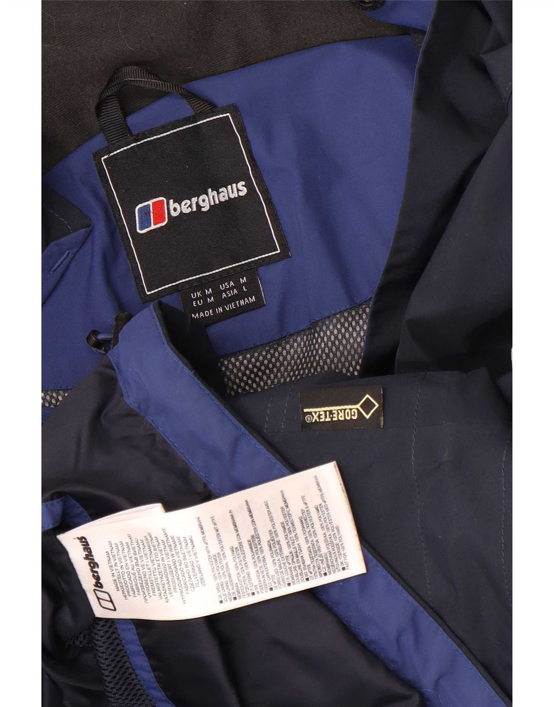 Jaqueta de chuva masculina Berghaus com capuz UK 38 poliéster azul marinho médio
