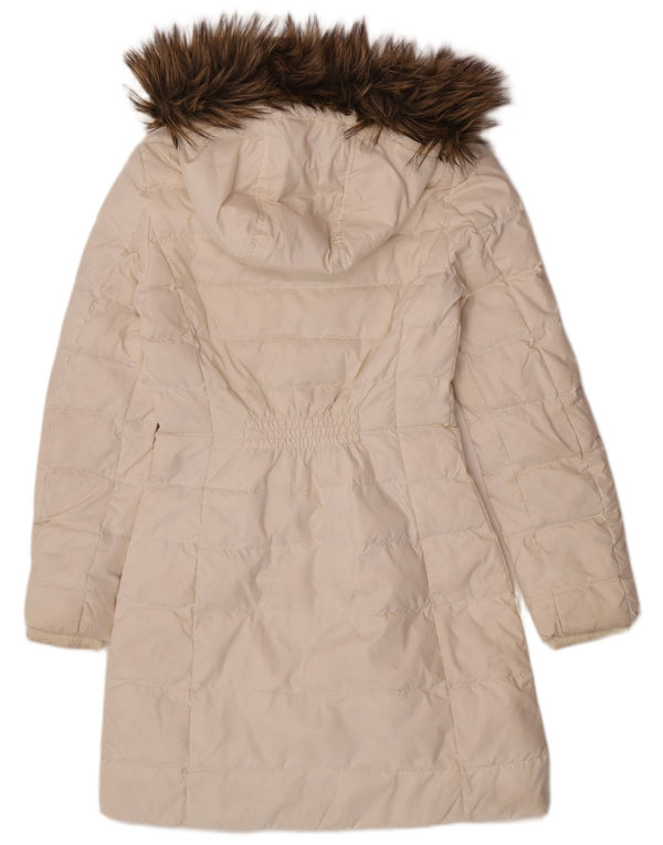 Casaco acolchoado com capuz feminino Tommy Hilfiger UK 6 XS poliéster branco