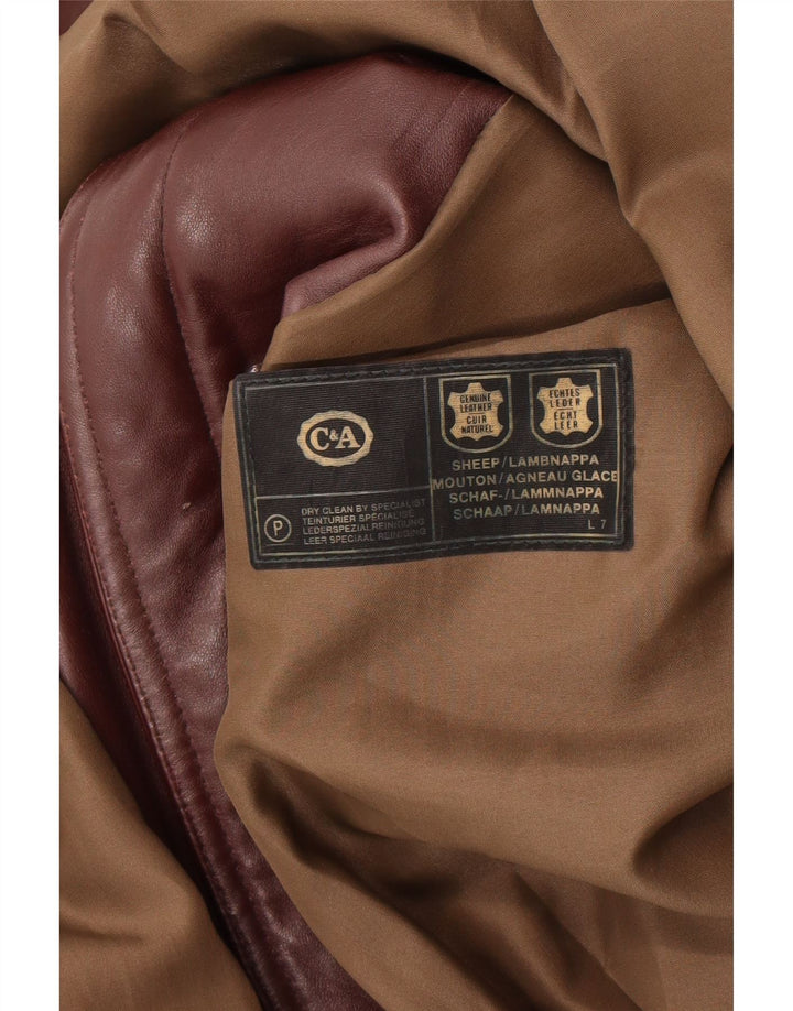 Casaco de couro militar masculino C&A Reino Unido 40 grande couro marrom