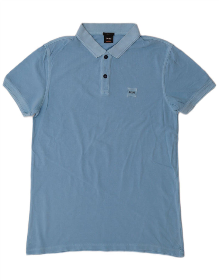 Camisa polo masculina Hugo Boss Slim Fit grande azul