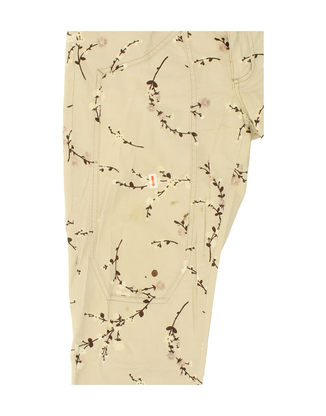 JECKERSON Womens Straight Capri Trousers W29 L24 Beige Floral Cotton Vintage Jeckerson and Second-Hand Jeckerson from Messina Hembry 