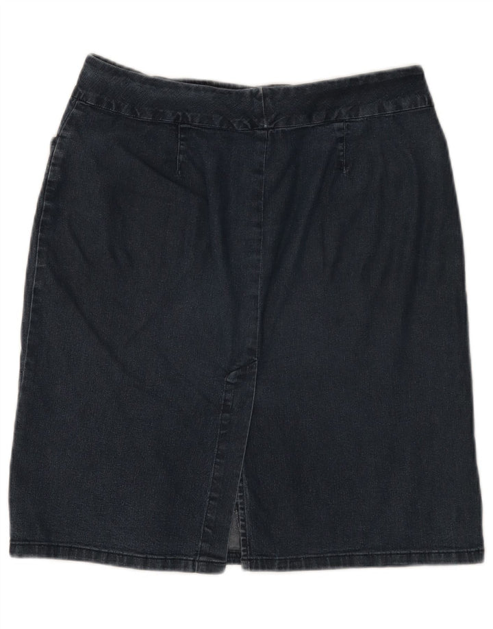 Saia jeans feminina Benetton IT 44 médio W28 algodão azul marinho