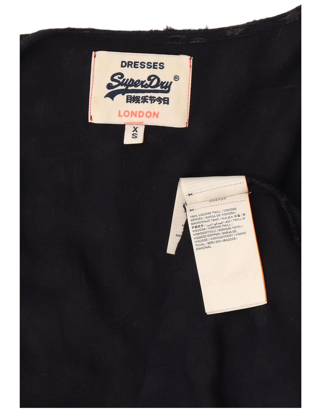 SUPERDRY Womens Abstract Pattern Long Sleeve Wrap Dress UK 6 XS Navy Blue