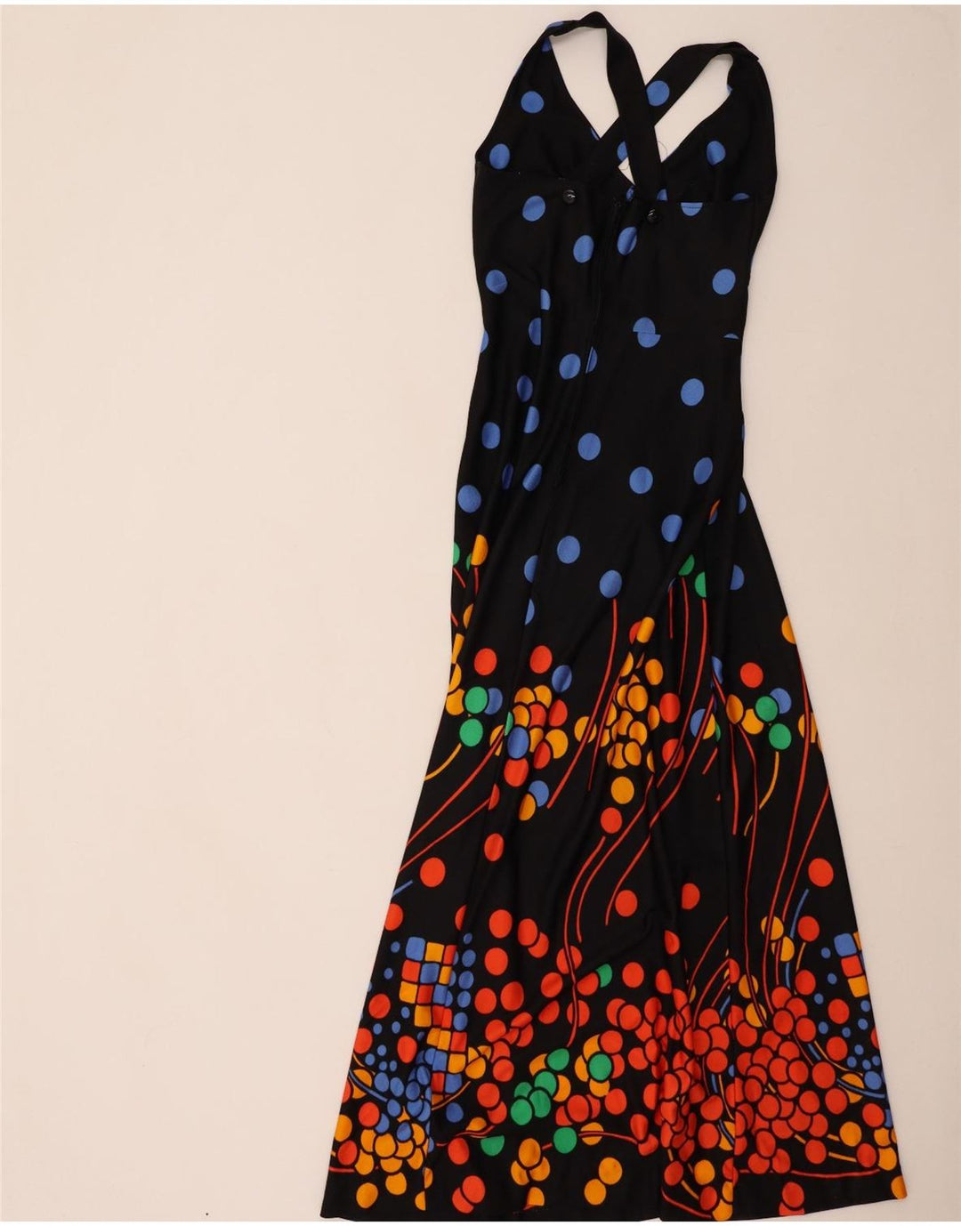 Vestido maxi feminino Canda frente única EU 38 poliéster manchado preto médio