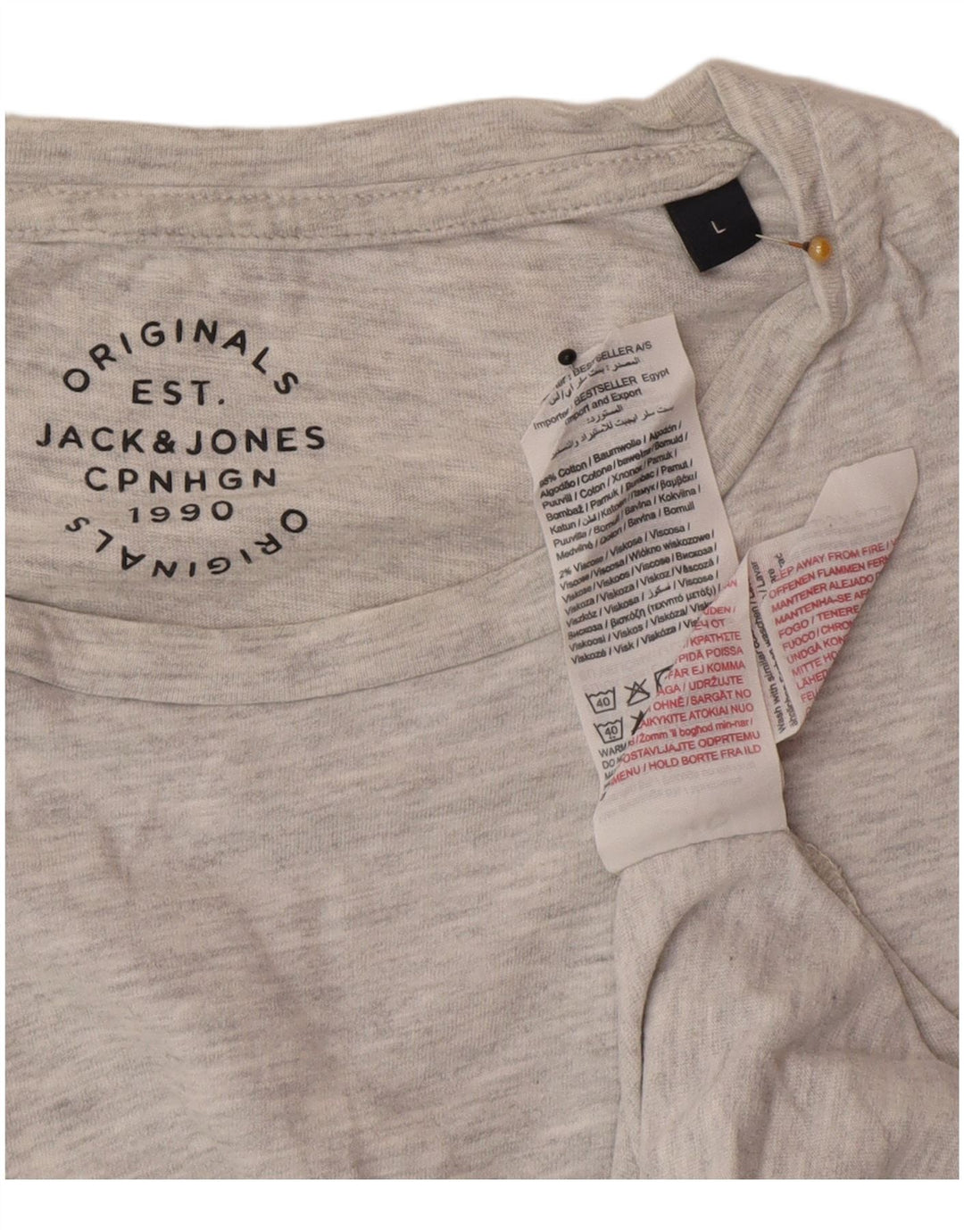Camiseta masculina Jack & Jones grande algodão manchado cinza