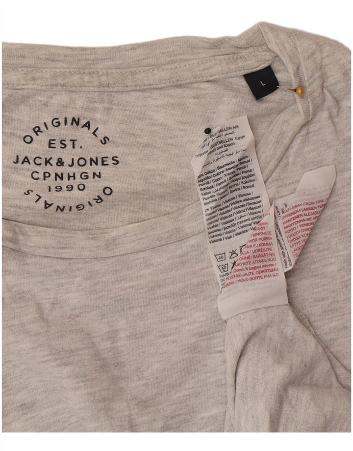 Camiseta masculina Jack & Jones grande algodão manchado cinza