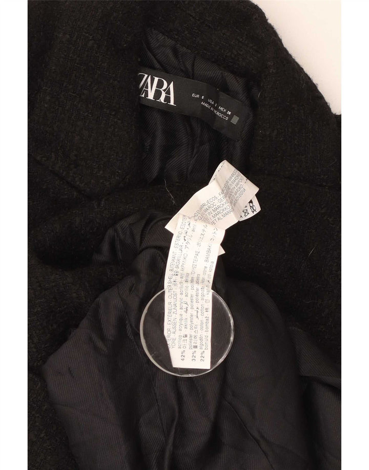 Jaqueta blazer feminina Zara com peito duplo Reino Unido 10 pequeno acrílico preto