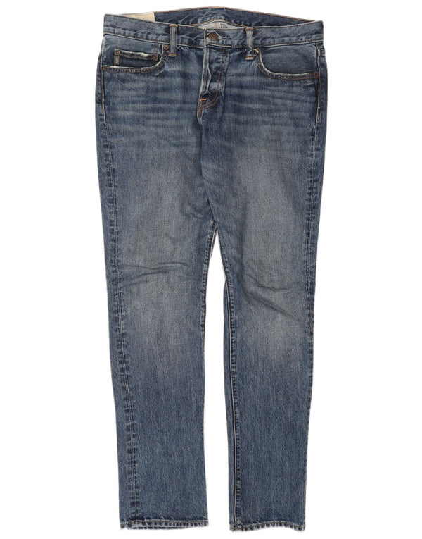 Abercrombie & Fitch Mens Jeans Slim W34 L32 Azul Algodão