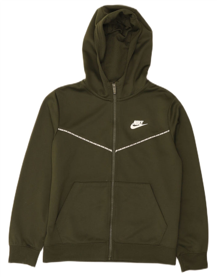 Suéter Nike Boys Zip com capuz 10-11 anos médio cáqui poliéster