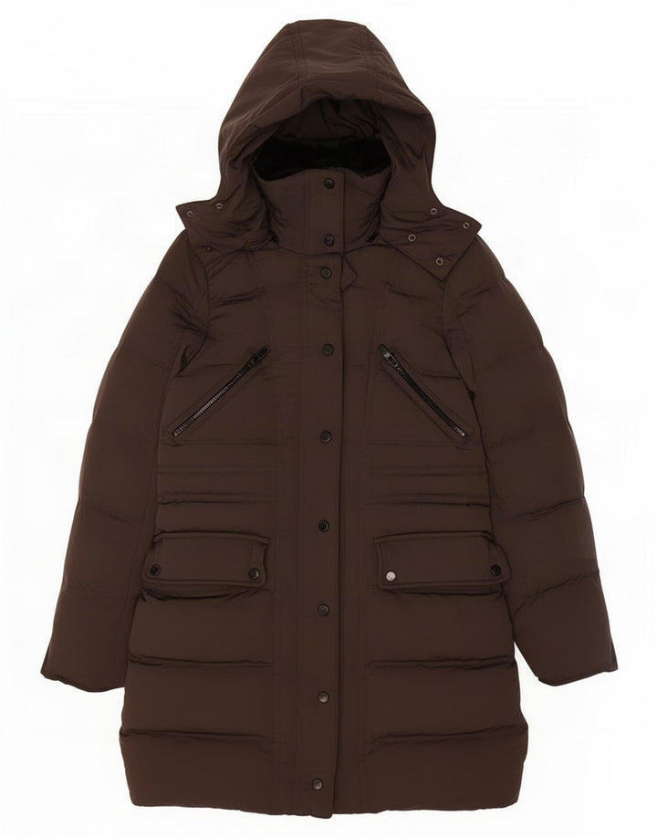 Casaco acolchoado com capuz feminino Zara UK 10 poliéster cinza pequeno