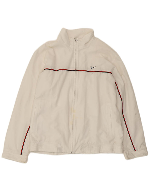 Nike Mens Tracksuit Top Jacket UK 41/43 Grande Branco Poliéster