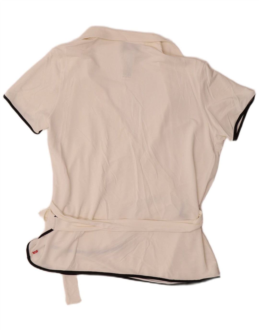 MARINA RINALDI blusa feminina manga curta envolvente Reino Unido 14 médio branco