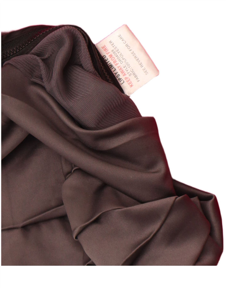 Vestido feminino Lipsy de um ombro UK 10 poliéster colorblock rosa pequeno