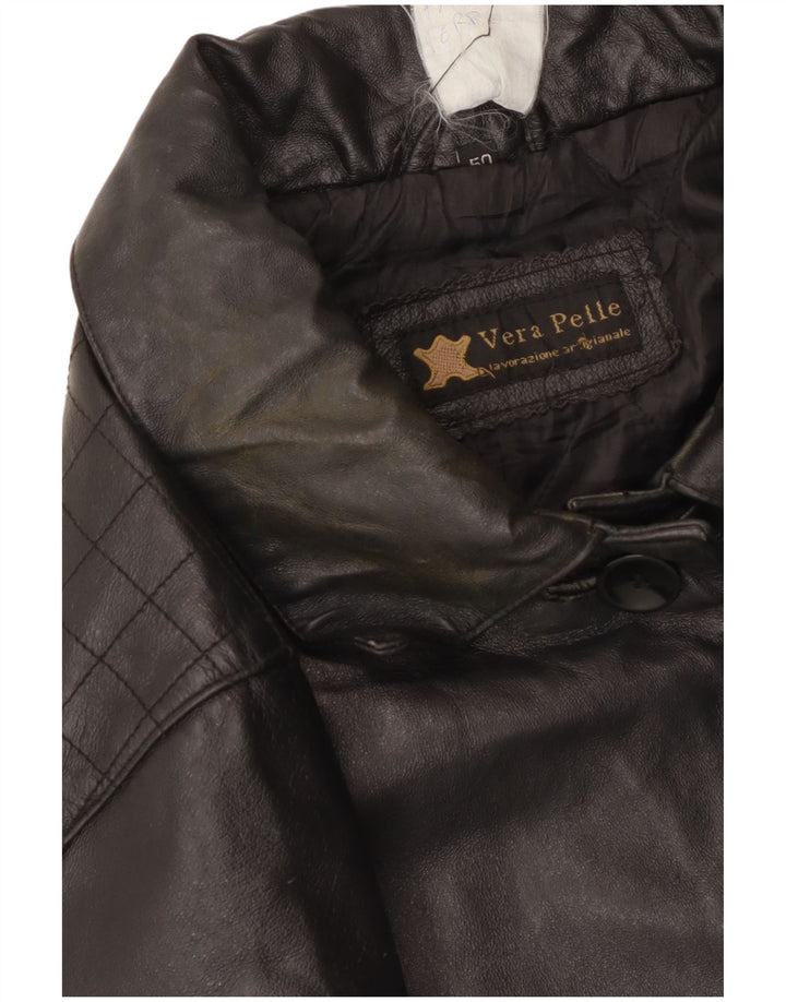 Casaco de couro feminino vintage IT 50 XL couro preto