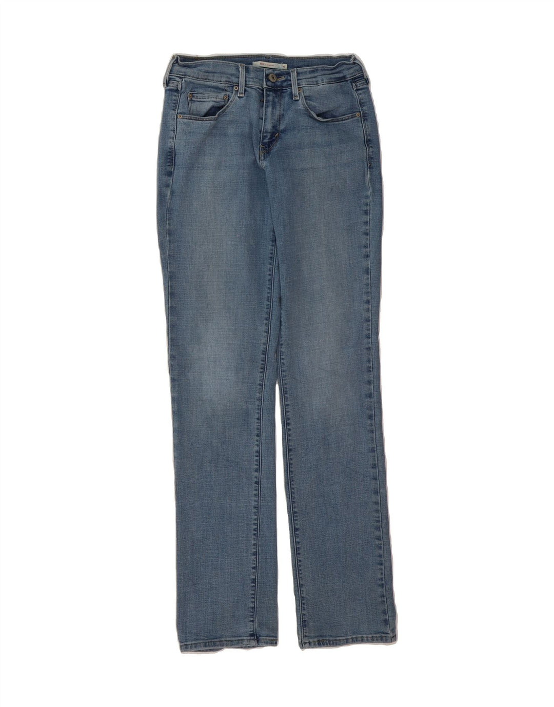 LEVI'S Feminino 505 Straight Jeans US 4 Pequeno W27 L34 Azul Algodão