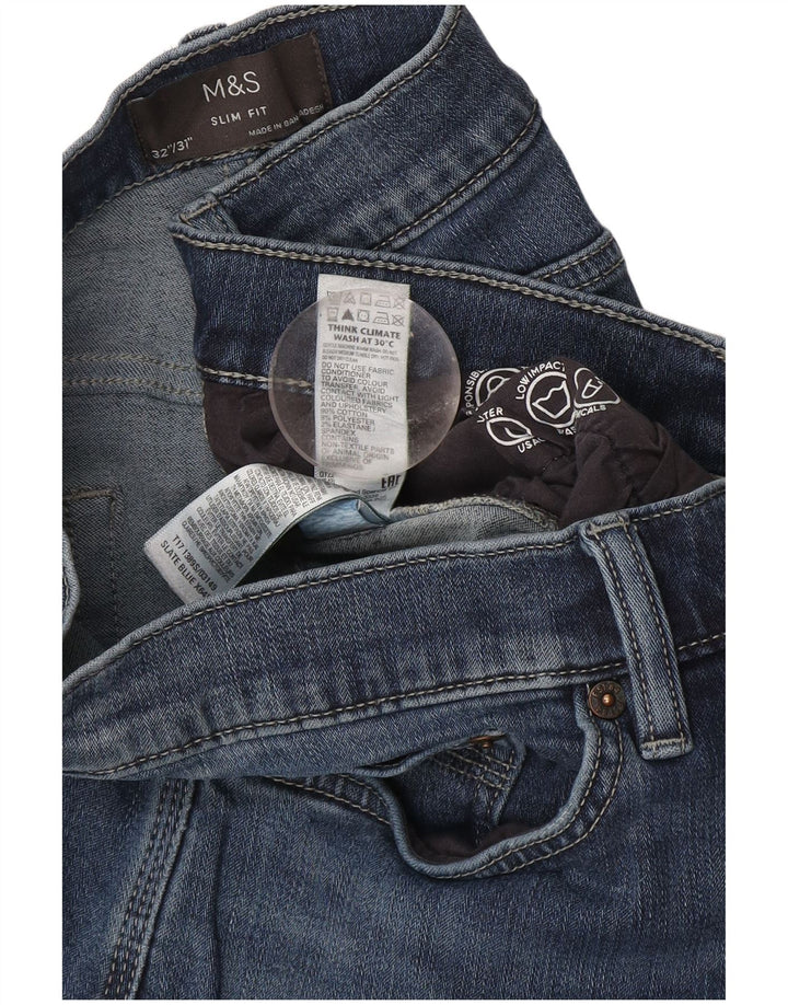 Marks & Spencer Mens Slim Jeans W32 L31 Azul Algodão