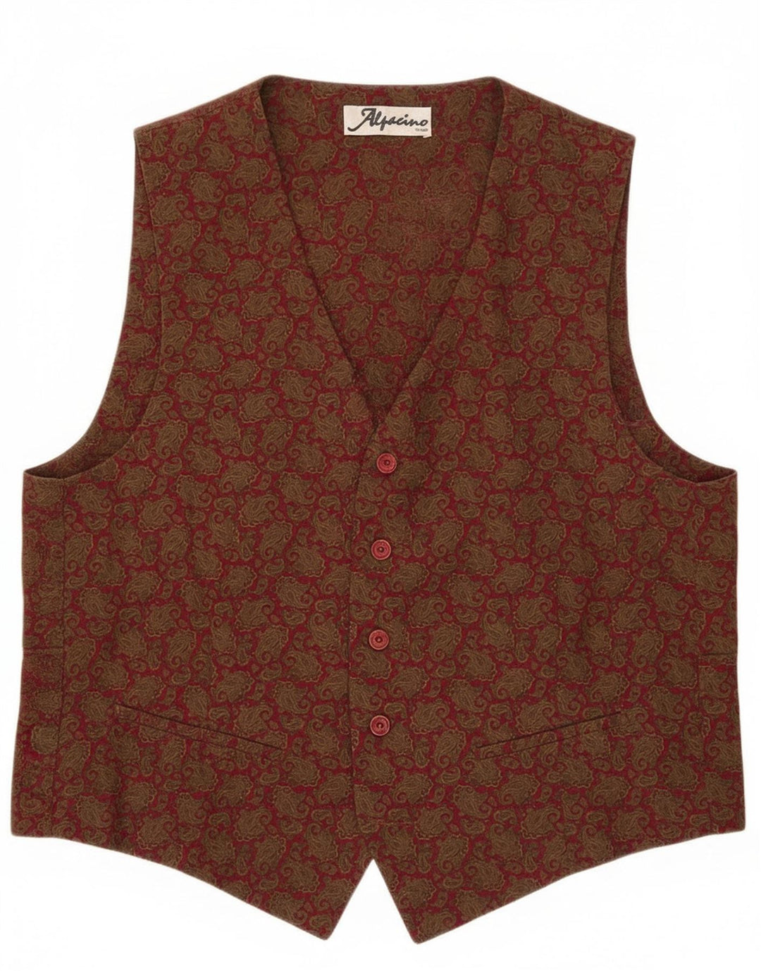 Colete masculino vintage grande cáqui Paisley