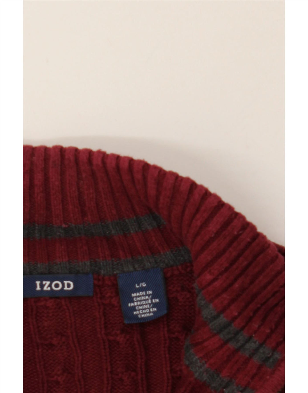 IZOD Mens Zip Neck Jumper Sweater Large Burgundy Cotton Vintage Izod and Second-Hand Izod from Messina Hembry 