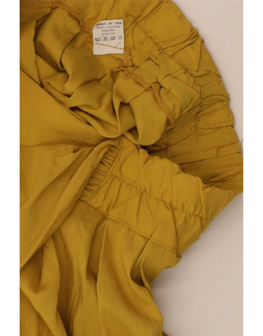 Mini saia skort feminina vintage W26 pequena viscose amarela