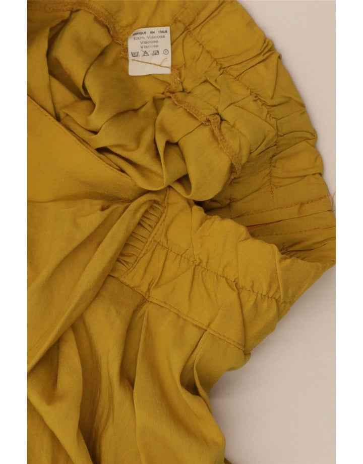 Mini saia skort feminina vintage W26 pequena viscose amarela
