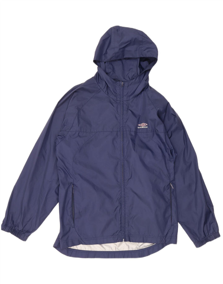Jaqueta de chuva masculina com capuz gráfico UMBRO UK 36 pequena azul marinho nylon