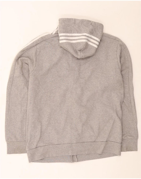 Suéter masculino Adidas com capuz e zíper grande algodão manchado cinza