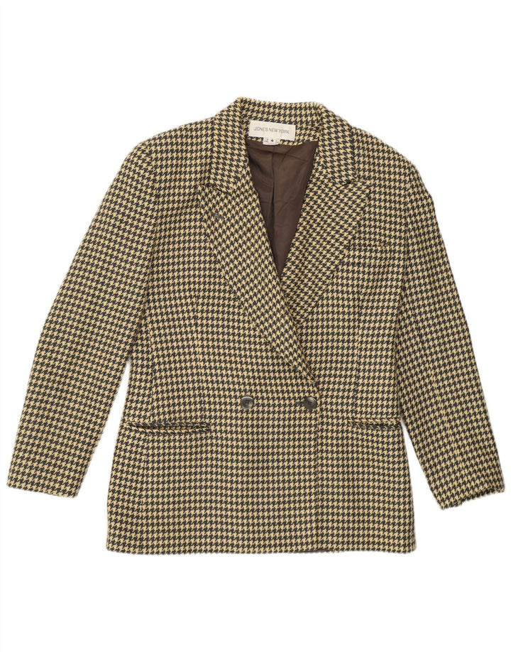 Jaqueta blazer feminina Jones New York US 4 pequena bege houndstooth