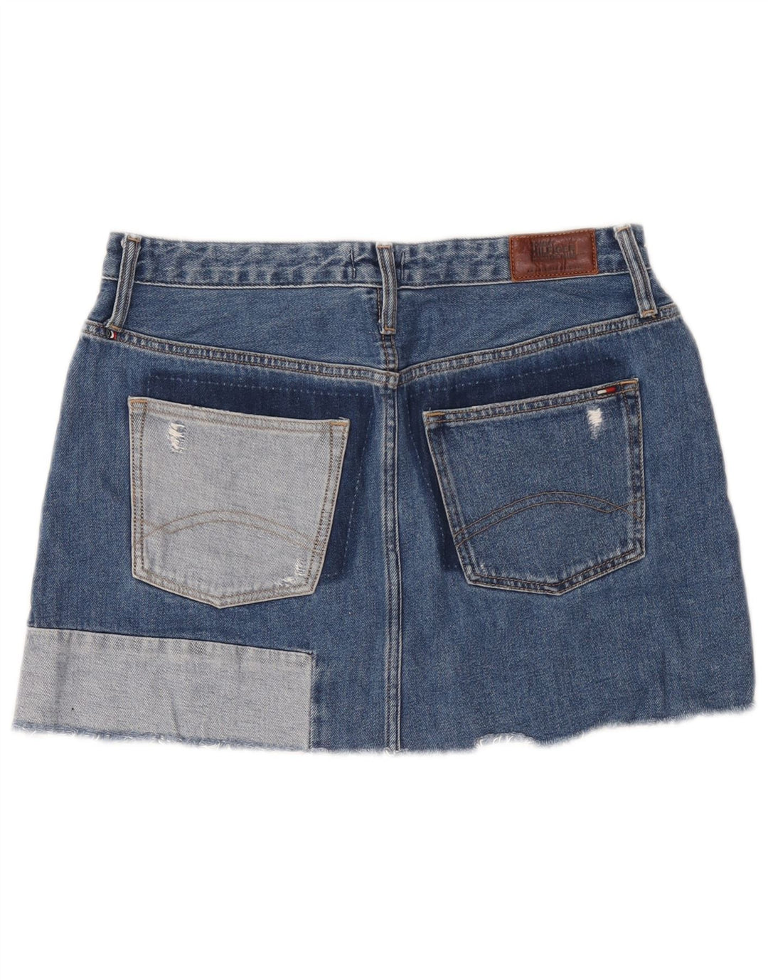 Mini saia jeans feminina Tommy Hilfiger grande W32 azul patchwork algodão
