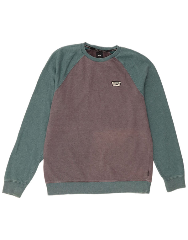 Vans moletom masculino jumper grande azul colorblock algodão