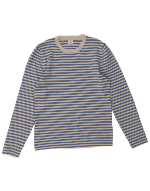 Suéter feminino John Lewis com gola redonda UK 12 listrado azul médio
