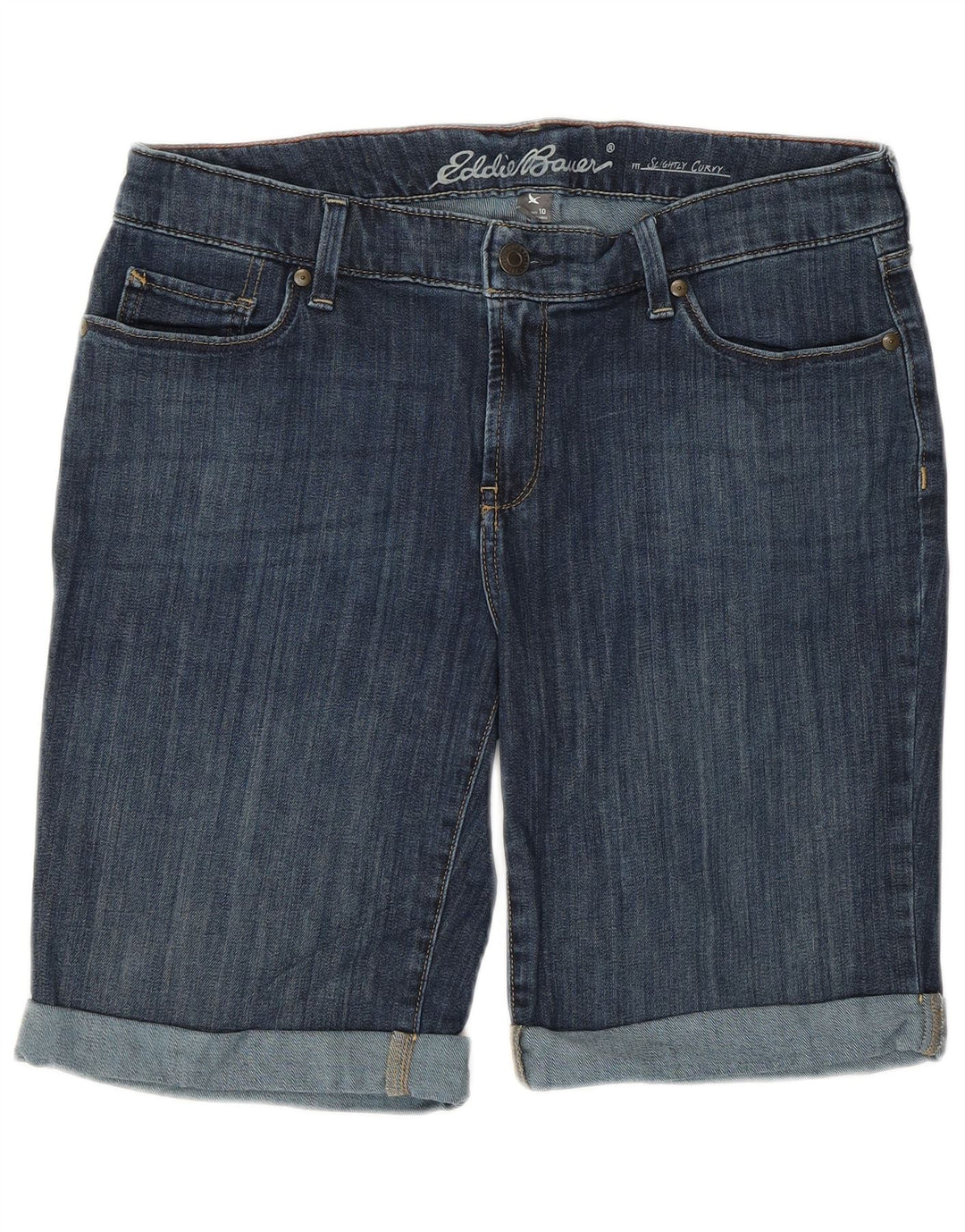 EDDIE BAUER Shorts jeans feminino ligeiramente curvilíneo EUA 10 grande W32 azul
