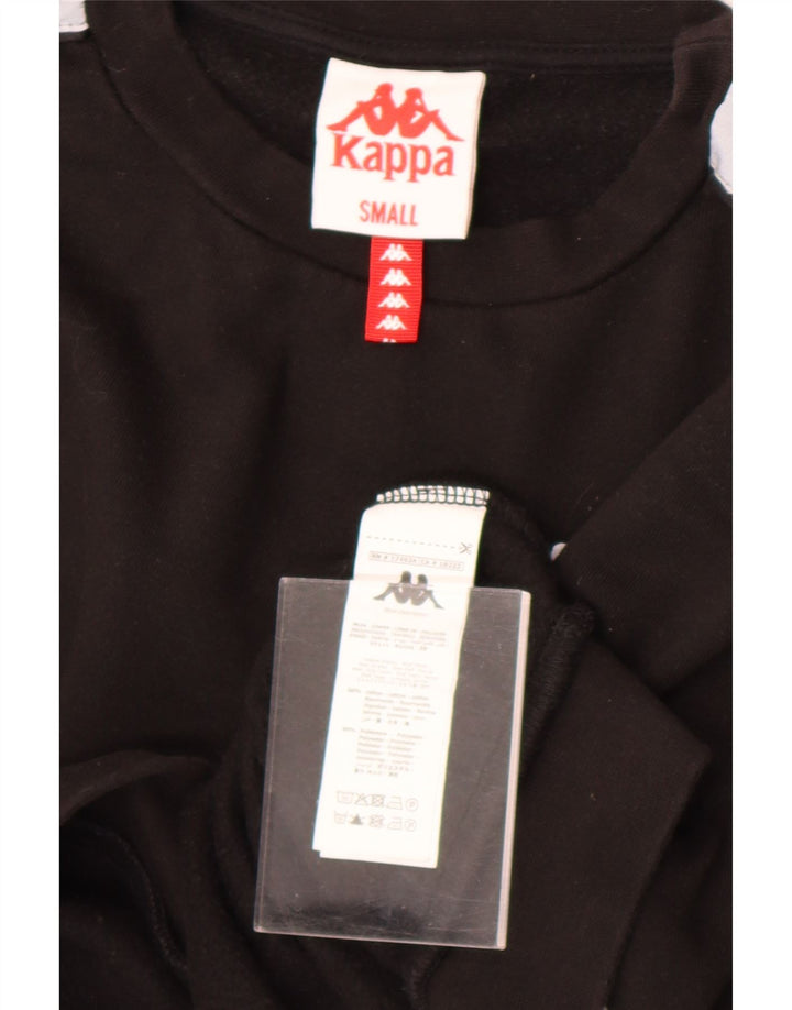 Kappa Suéter feminino oversized cropped UK 10 pequeno bloco colorido preto