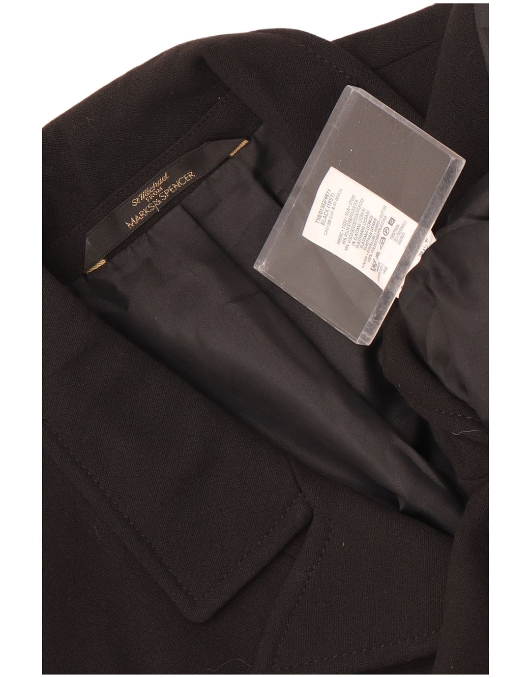 Sobretudo feminino Marks & Spencer St. Michael UK 18 XL preto poliéster