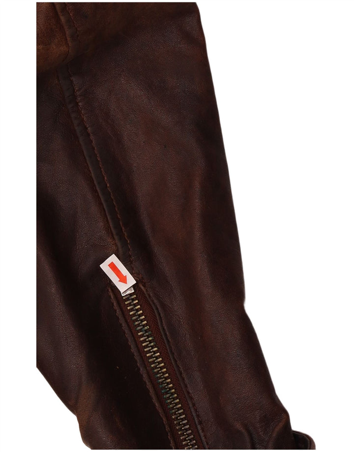 Jaqueta de couro masculina Be Edgy Reino Unido 38 couro marrom médio